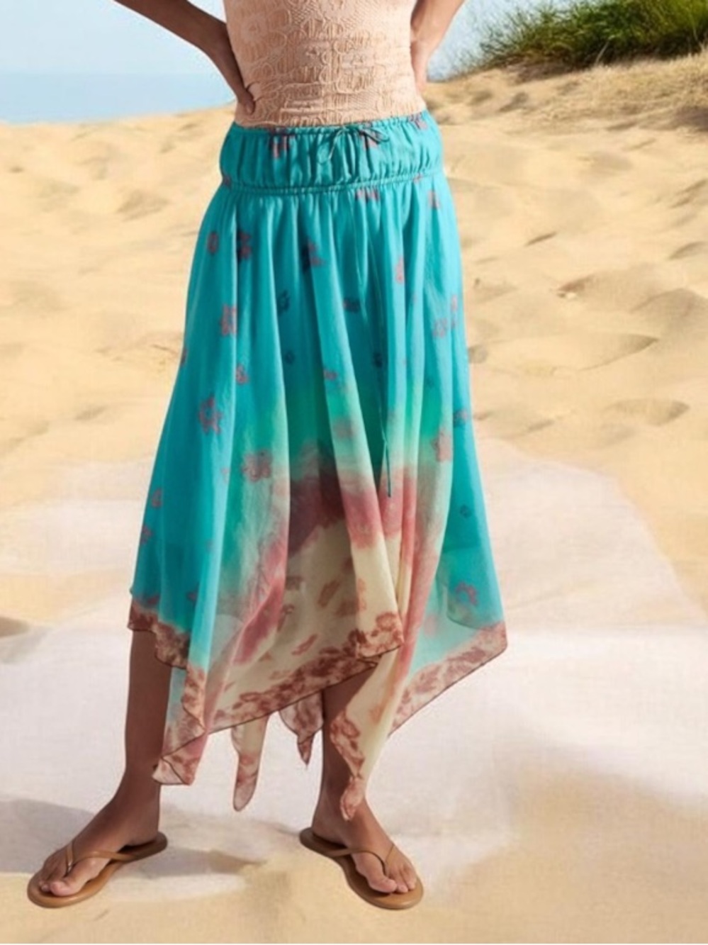 FREE PEOPLE KAIA ASYMMETRICAL SKIRT SMALL MEDIUM TURQUOISE COMBO